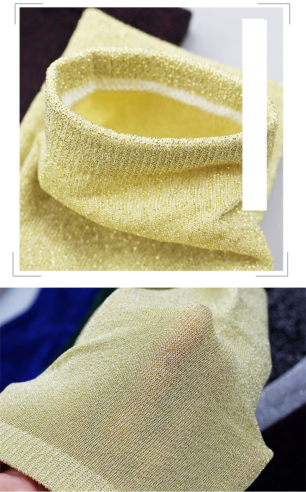 LeJulyeekay Glitter Shiny Socks for Women Retro Loose Socks Short Tube Crew Socks