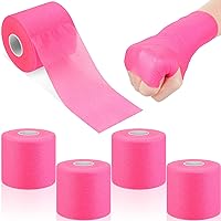 KOGGON 4 Pieces Foam Underwrap Bandage Prewrap Grip Cover Wrap Self Adhering Roll Athletic Breathable Elastic Sports Tape First Aid Medical Tape for Sports Ankle Wrist, 2.8 Inchx29.5 Yard, Pink