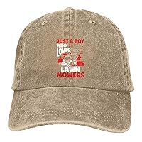 Cool Hat Just A Boys Who Loves Lawn Mowers Adjustable Vintage Cowboy Baseball Caps Women Men Gift Dad Hats