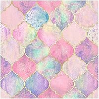 Blooming Wall DPY40 Peel and Stick Pink Multicolor Trellis Wallpaper Self-Adhesive Removable Wallpaper Wall Mural Wall Décor