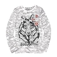 Junior Boy's T-Shirt with Wolf Print, Sizes 8-16