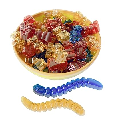 Gummy Bear Mold Bpa Free Silicone (Yellow, Blue) - Set of 2 for 86 Candies - 5 Different Types of Animals - Dropper Included - Candy Molds, Gummy Worm Mold, Chocolate Molds, Gelatin Molds, Ice Cube