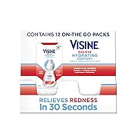 Visine Red Eye Hydrating Comfort Redness Relief and Lubricant Eye Drops to Relieve Red Eyes Due to Minor Eye Irritations Fast and Help Moisturize Dry Eyes, On-The-Go Packs, 12 x 0.28 fl. oz