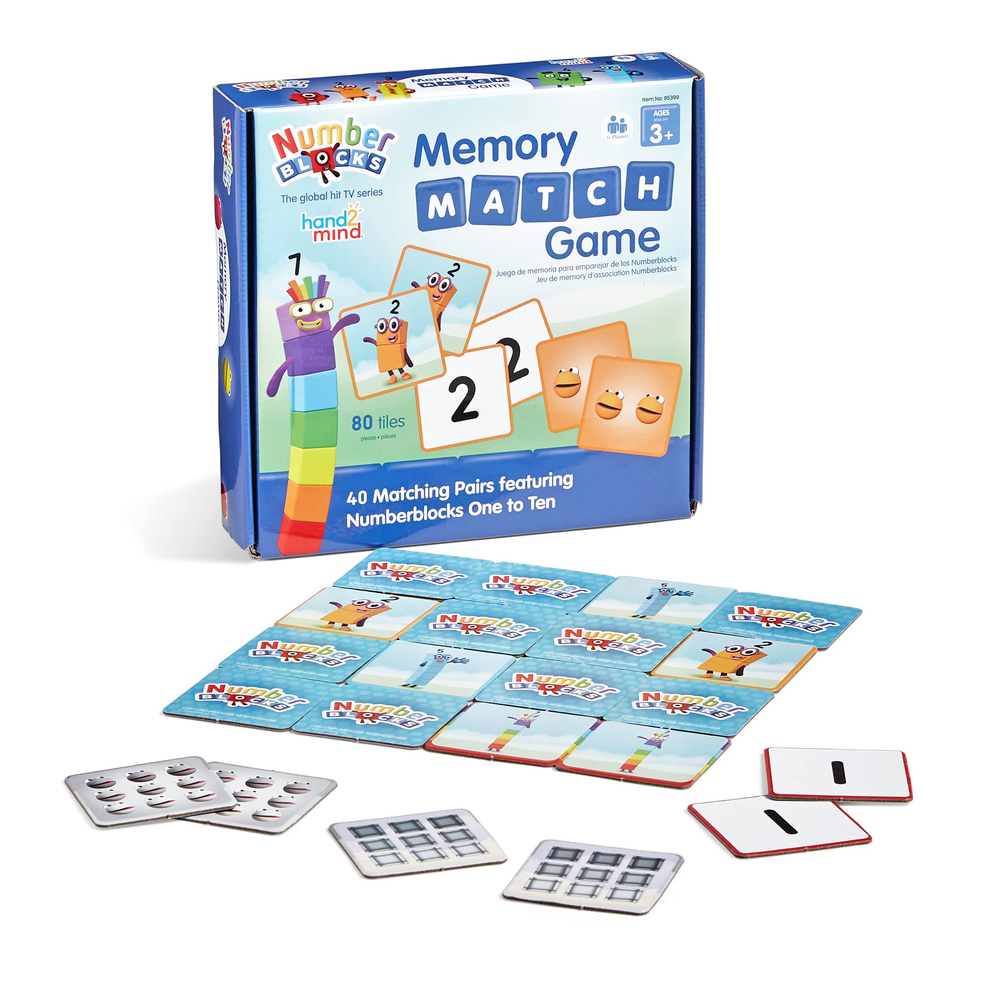 hand2mind Numberblocks Memory Match Game, Memory Card Game, Kids Matching Game, Matching Games for Kids Ages 3-5, Preschool Learning Activities, Toddler Numbers and Counting Math Toys
