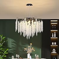 Modern Crystal Tree Branches Chandeliers Luxury Round Raindrop Pendant Light Fixture 9 Light Ceiling Hanging Light for Dining Room Bedroom Living Room Entryway 23.7