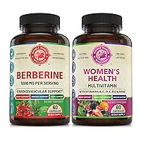 Premium Berberine and Womens Daily Multivitamins Bundle (One Bottle Each). Collectively Supports Holistic Wellness, Boosted Energy, Metabolic Function, Cardiovascular Health. USA Made.