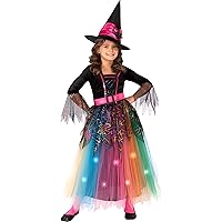 Rubie's Girl's Forum Novelties Spider Witch Light Up Costume Dress and Hat, As Shown, Medium