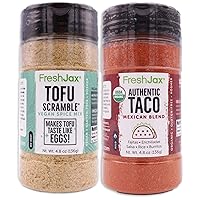 Plant-Based Vegan Seasoning Set - Tofu Scramble & Taco Large Bottles Gluten-Free Kosher Organic Ingredients