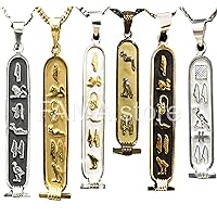 Customize Personalized Cartouche Necklace Available 14K Gold, 18K Gold and Sterling Silver 1-2 Sided Pendant Translate to Hieroglyphs