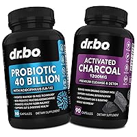 Probiotic & Activated Charcoal Capsules Supplement - Lactobacillus Acidophilus Probiotics for Women & Men Capsules - Organic Coconut Charcoal Pills for Stomach Gas & Bloating Support for Men Women