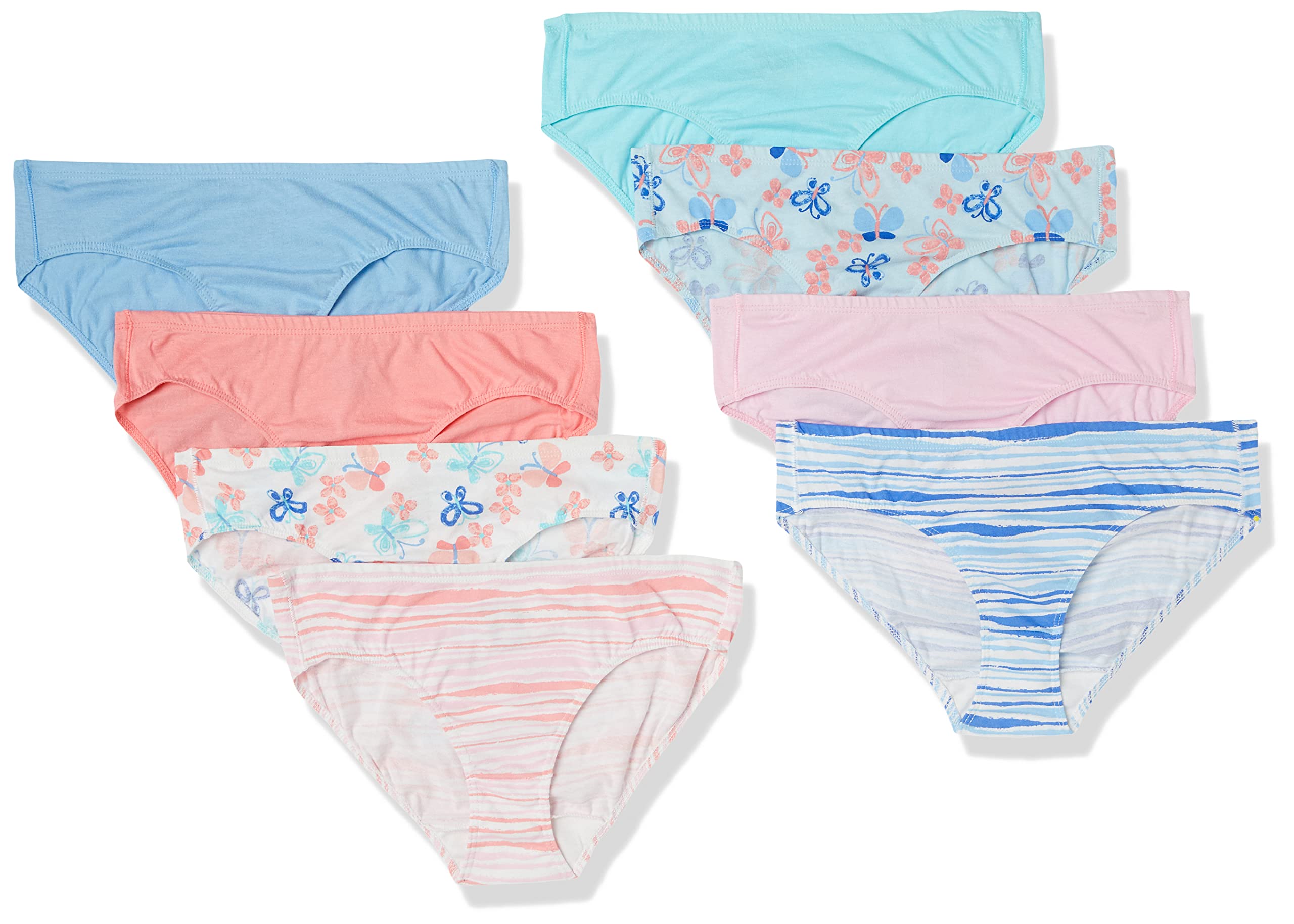 Hanes Ultimate Girls' Underwear, Pure Comfort Organic 100% Cotton Panties, Briefs & Hipsters, 8-Pack