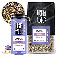 Tiesta Tea - Lavender Chamomile | Soft Chamomile Herbal Tea | Premium Loose Leaf Tea | Non Caffeinated Tea | Make Hot or Iced Tea & Brews Up to 50 Cups - 8oz Bulk Pouch & 2oz Refillable Tin Combo