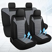 Car Seat Covers Full Set 3D Air Mesh, Breathable Cloth Front and Rear Split Bench Seat Covers for Car, Low Back Automotive Seat Cover, Universal Fit for Most Cars,Sedan,SUV, Airbag Compatible