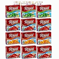 Royal Gelatin Sugar-Free Assortment - 12-Pack with 3 Boxes of Each Flavor: Strawberry, Lime, Orange, and Cherry. Create Delicious Low-Carb, Fat-Free Gelatin Treats. Perfect for Keto Diets and Healthy Snacking Includes Copious Fare Recipe Card