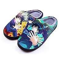 Anime Jujutsu Kaisen Slippers for Women Men Fuzzy House Slippers Winter Anti-slip Indoor and Outdoor Slip on Shoes