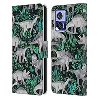 Head Case Designs Officially Licensed Micklyn Le Feuvre Dinosaur Jungle Patterns 6 Leather Book Wallet Case Cover Compatible with Motorola Edge 30 Neo 5G
