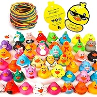 150Pcs Jeeper Ducks with Tags for Ducking,50 Pack Rubber Ducks+50 Cards Tags+50 Straps,Assorted Rubber Ducks in Bulk Shower Swimming Bath Toy…