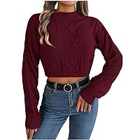 Lantern Sleeve Sweater for Women Cable Knitting Pullover Jumper Fashion Fall Winter Sweaters Hollow Out Jumpers