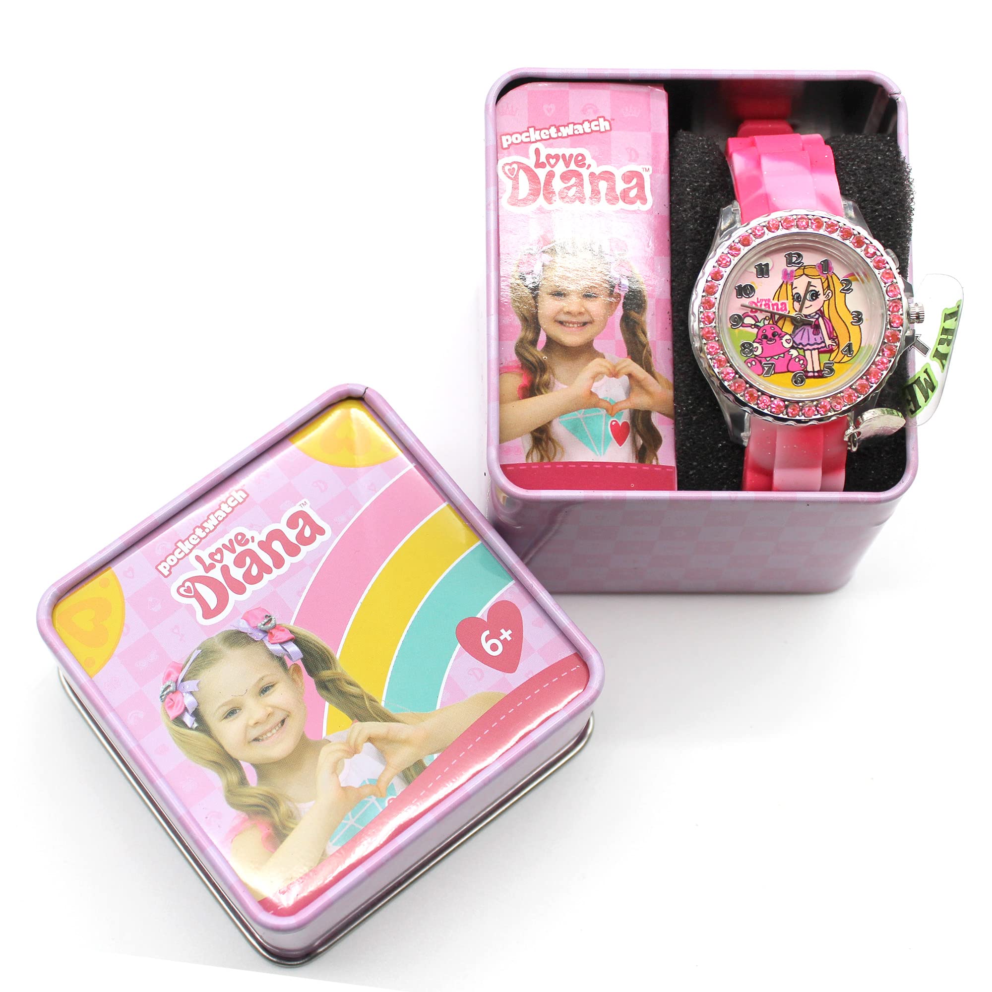 Accutime Kids Love Diana Analog Quartz Wrist Watch with Small Face, Silver Accents for Girls, Boys, Kids (Model: LDA9000AZ)