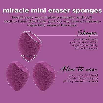 Real Techniques Miracle Complexion Assorted Beauty Sponges Makeup Blender, For Blending & Sculpting, Full Coverage, Professional Makeup Tool, Cruelty Free, Vegan, Latex Free, 6 Piece Sponge Set