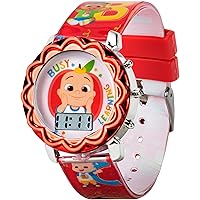 Accutime CoComelon LCD Watch for Kids - Engaging Flashing LED Lights, Colorful Character Strap, Educational Time-Teaching Tool, Fun Tin Box