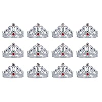 Beistle 12-Pack Plastic Jeweled Queen-Feets Tiara, Silver, 23