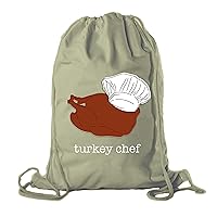 Turkey Chef Cinch Bag, Reusable Thanksgiving Backpack, Thanksgiving Cotton Bags - Olive CA2725Thanksgiving S13