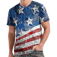 Mens Independence Day Print Tshirts Short Sleev Crew Neck T Shirts for Men Leisure Workout Shirts Tops Sports