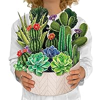 Freshcut Paper Pop Up Cards, 3D Popup Greeting Cards, 12 Inch Life Sized Forever Plant, Birthday Gift Cards with Note Card and Envelope, Faux Cactus Garden, Best Friend Gift, Paper House Plants