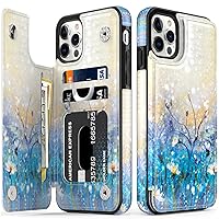 LETO iPhone 13 Pro Case,Folio Leather Wallet Case Cover with Fashion Flower Designs for Girls Women,Built-in Card Slots Kickstand Protective Phone Case for iPhone 13 Pro 6.1