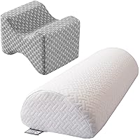5 STARS UNITED Half Moon Bolster Semi-Roll Pillow and Knee Pillow for Side Sleepers - 100% Memory Foam, Bundle