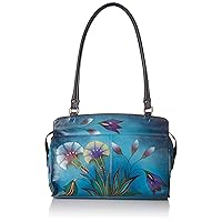 Anna by Anuschka Women’s Hand Painted Genuine Leather Large Satchel - Double Rope Handle, Magnetic Flap Closure