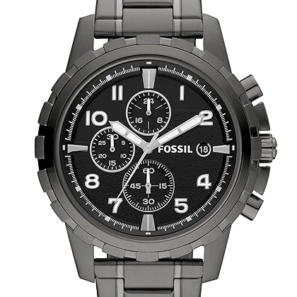Fossil Men's Dean Quartz Stainless Chronograph Watch, Color: Grey (Model: FS4721IE)