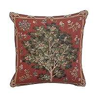 Charlotte Home Furnishings Couch Pillow Covers 14x14 in Tapestry Throw Pillow Cover for Bed Living Room Medieval Oak Small Decorative French Country Sofa Pillow Covers Soft Cotton Jacquard Woven