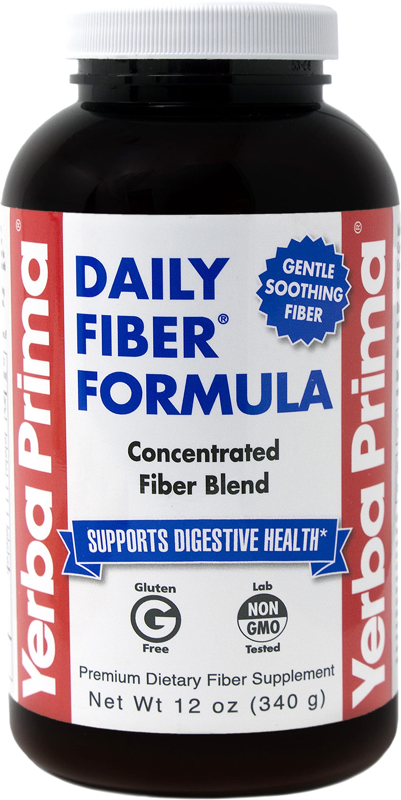 Yerba Prima Daily Fiber Formula Powder - 12 oz - Digestive Support Supplement - Soluble & Insoluble Dietary Fiber Supplement - Vegan, Non-GMO, Gluten-Free