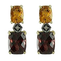 Red Garnet Cushion Shape Gemstone Jewelry 10K, 14K, 18K Yellow Gold Drop Dangle Earrings For Women/Girls