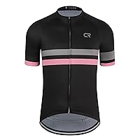 CR Mens Cycling Jersey Short Sleeve Road Bike Shirt with 3+1 Zipper Pockets Breathable Quick Dry