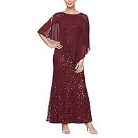 S.L. Fashions Women's Long Ombre Popover Cape Dress