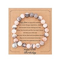 HGDEER 13/16/18/21/30/40/50/60/70/80 Birthday Gifts for Girls Women, Natural Stone Heart Bracelets for Mom Auntie Wife Friend Sister