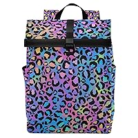 MNSRUU Travel Backpack Purse Rainbow Leopard Laptop Backpacks for Women Men School Book Bag for College Students, Carry On Casual Daypack Backpacks