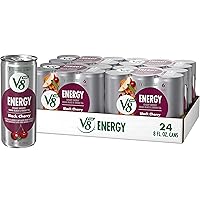 V8 +ENERGY Black Cherry Energy Drink, Made with Real Vegetable and Fruit Juices, Pack of 24 (8 Fl Oz)