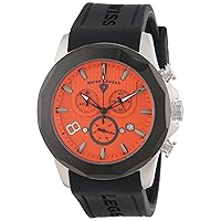 Men's 10042-06-BB Monte Carlo Chronograph Orange Textured Dial Black Silicone Watch