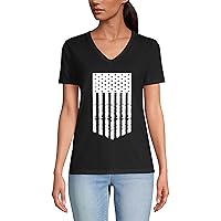 Hat and Beyond Womens Premium V-Neck T Shirt Punisher Shield Flag Graphic Print Tee 4th of July Independence Day