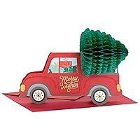 Hallmark Paper Wonder Displayable Pop Up Honeycomb Christmas Card (Red Truck)