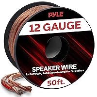 Pyle 50ft 12 Gauge Speaker Wire - Copper Cable in Spool for Connecting Audio Stereo to Amplifier, Surround Sound System, TV Home Theater and Car Stereo - PSC1250
