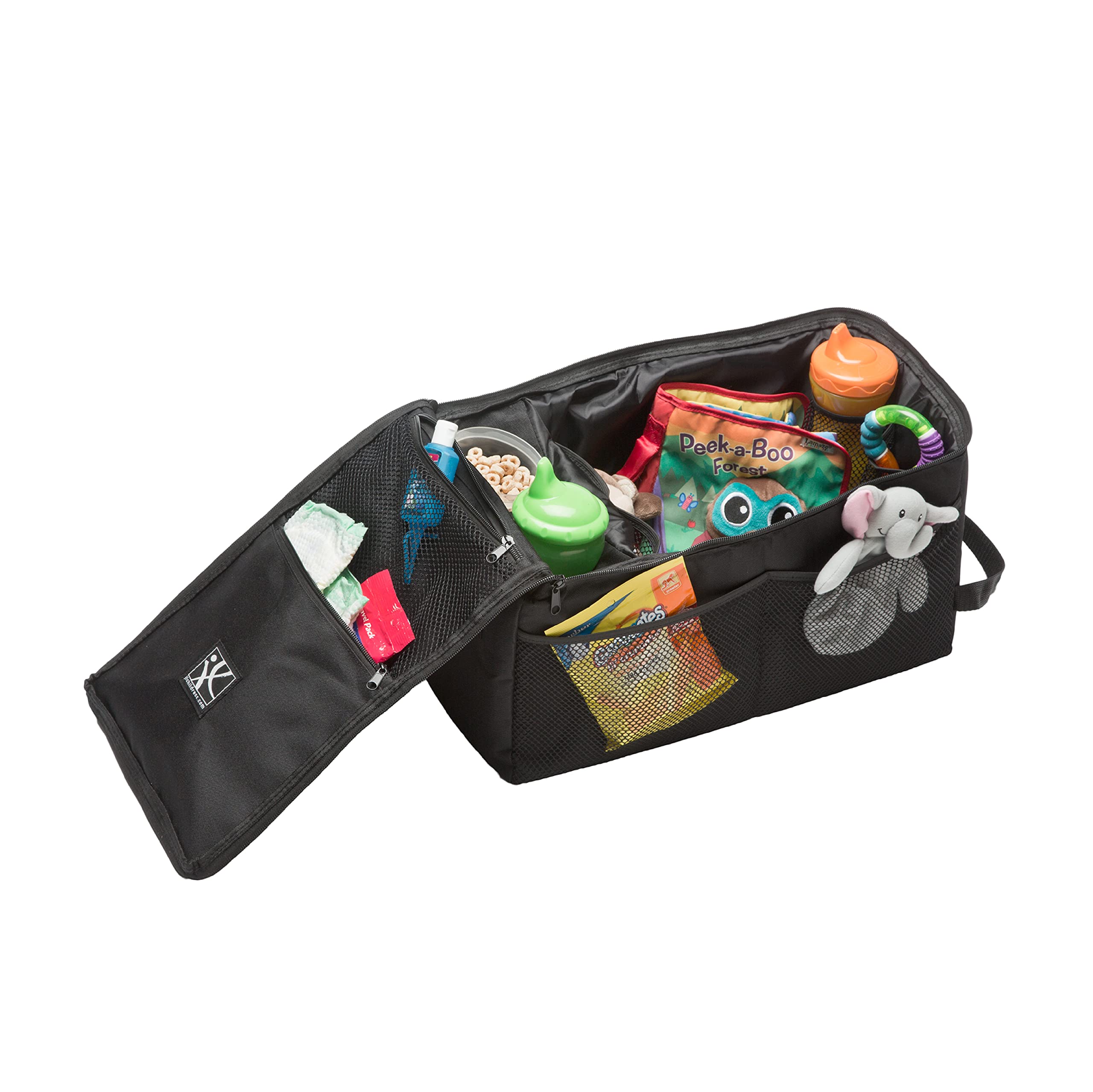 J.L. Childress Backseat Butler Car Organizer, Storage for Kids Drinks, Snacks, Bottles, and Toys. Includes 2 Cupholders and 10 Side Pockets, Portable and Easy to Clean, Black