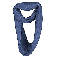 Mens Zig-Zag 100% Cashmere Infinity Scarf Snood - Denim Blue - made in Scotland