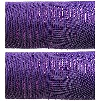 10 inch Metallic Poly Mesh Ribbon 30 feet(2 Pack),Purple