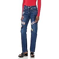 True Religion Women's Ricki Relaxed Straight Jean with Patches