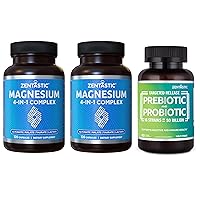 2 Pack 4-in-1 Magnesium Complex - Chelated Magnesium Glycinate, Malate, Taurate & Lactate & 1 Pack Probiotics & Prebiotics Supplement